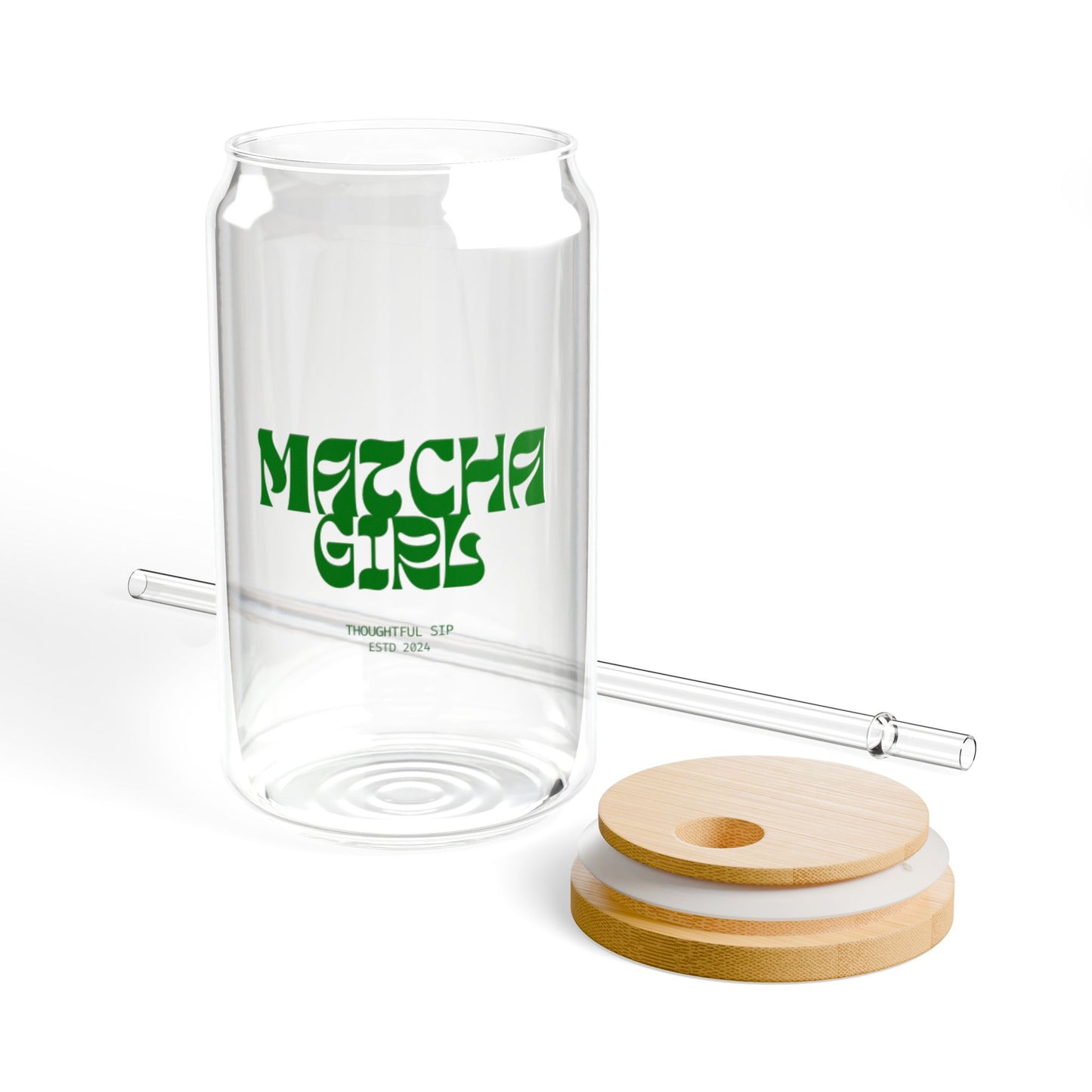 Matcha Girl Sipper Glass, 16oz