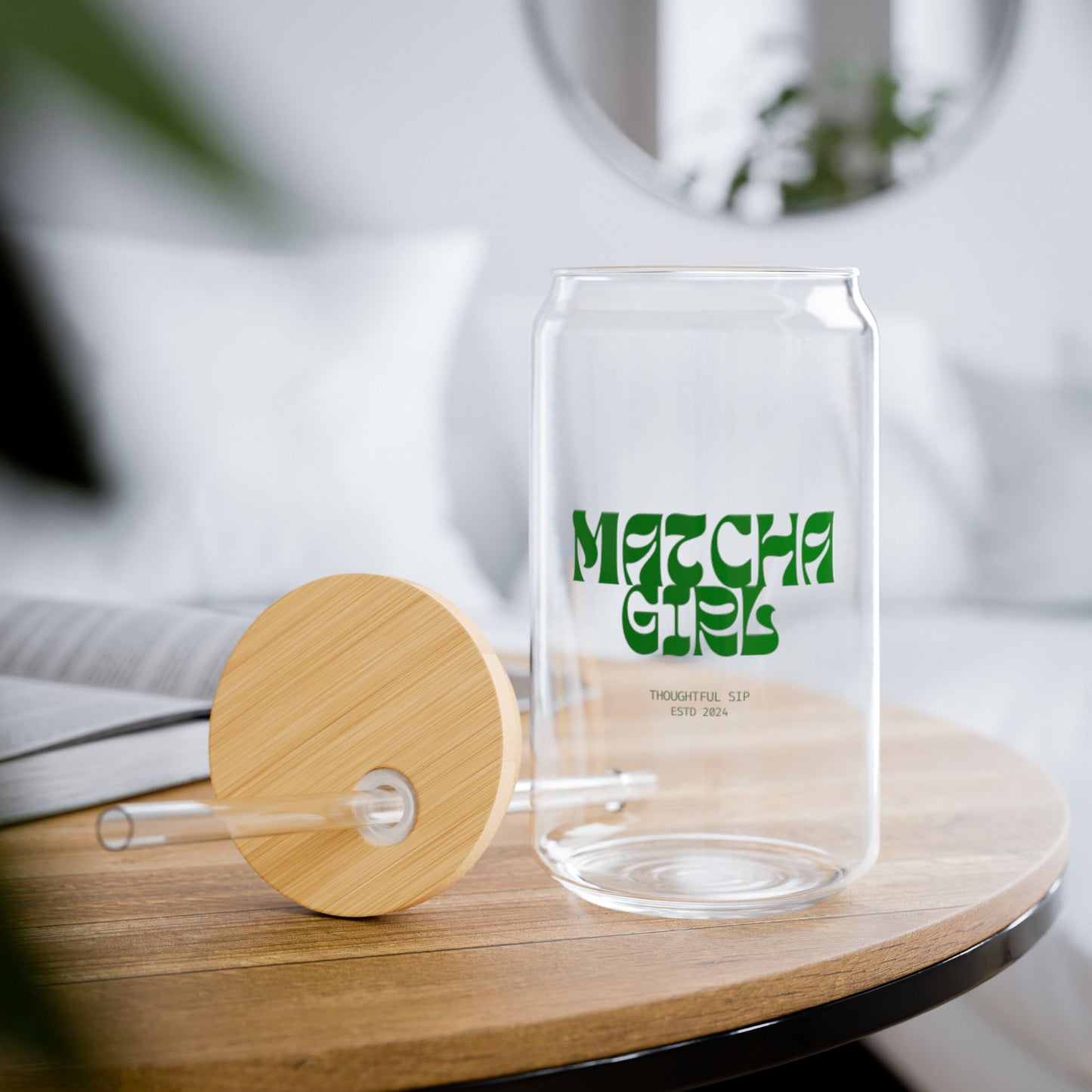 Matcha Girl Sipper Glass, 16oz